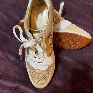 Michael Kors Gold/Mesh Running Shoes size 7.5